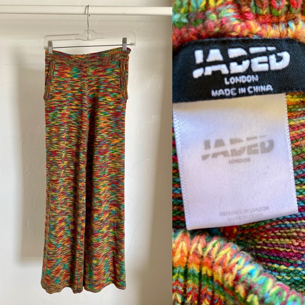 Jaded London Multicolor Wide Leg Knit Pants